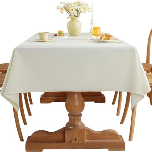 Waterproof Tablecloth, Linen Blend Rectangular Table Cover for Dining
