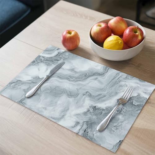 Placemats Set of 8, Abstract Gray Water Ripple Stripe Washable Table