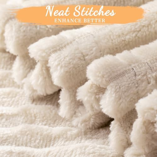 Buryeah 6 Pcs Flannel Throw Blankets Bulk Outdoor Wedding, Beige