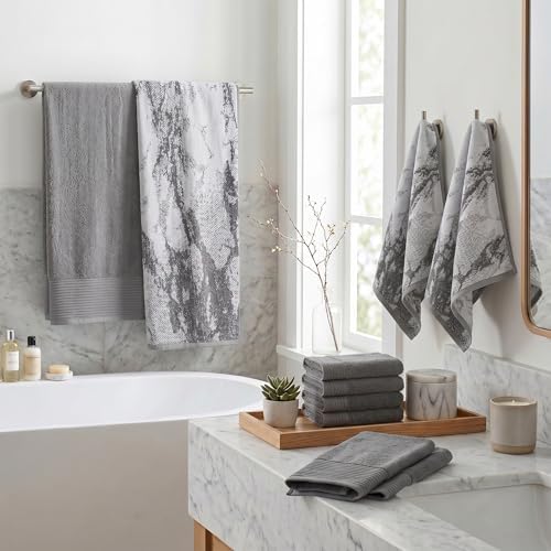 Superior Cotton Marble Jaquard Rope Border Bath Towel Set, 10 Piece