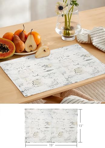 Grey Beige Vintage Table Runner and Placemats for Dining Table, Burlap
