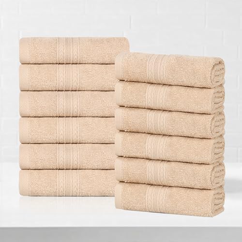 SUPERIOR Eco-Friendly Cotton 12-Piece Face Towel/Washcloth Set, Small