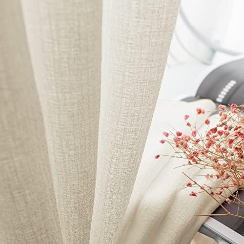 Melodieux Natural Beige Semi Sheer Curtains 84 Inches Long for Living