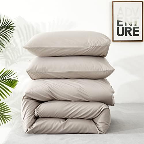 KAREVER Beige Khaki Comforter Set Queen Size Cream Khaki Bedding Set