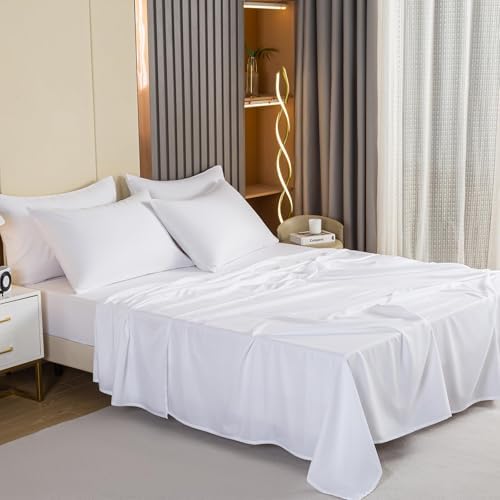 Lavisun King Size Flat Sheets Only, 6 Pack Soft Brushed Microfiber