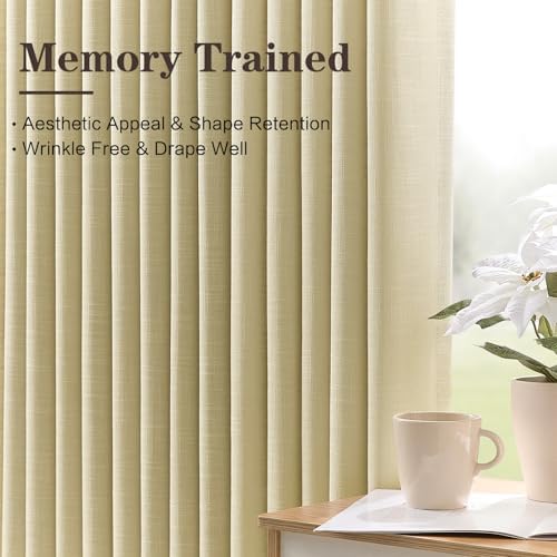 YZ HOME Grey Beige 108 Inch Curtains Pinch Pleated Curtain for Living