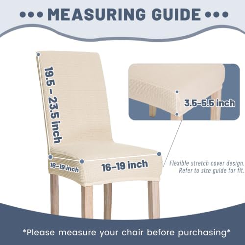 Waterproof Dining Chair Covers Set of 2, Beige Stretch Slipcovers