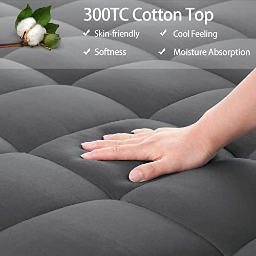 EASELAND Queen Mattress Pad Cotton Pillow Top Mattress Topper Dark