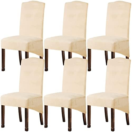 Velvet Plush XL Dining Chair Covers, Stretch Chaircover, Spandex High