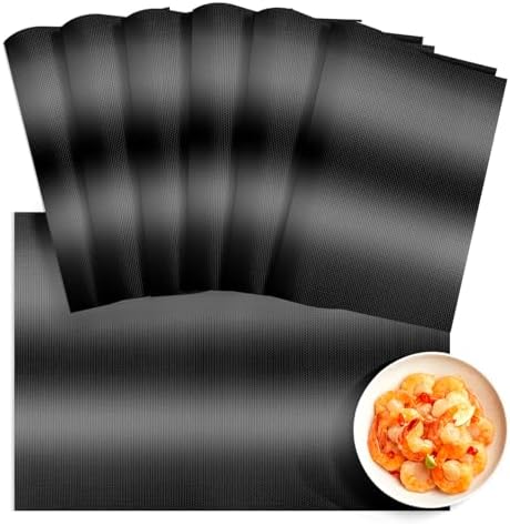 Black Ombre Placemats Set of 6, Washable PVC Kitchen Table Mats Place