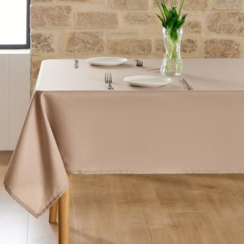 OpifeTela Rectangular Linen-Textured Tablecloth, Waterproof