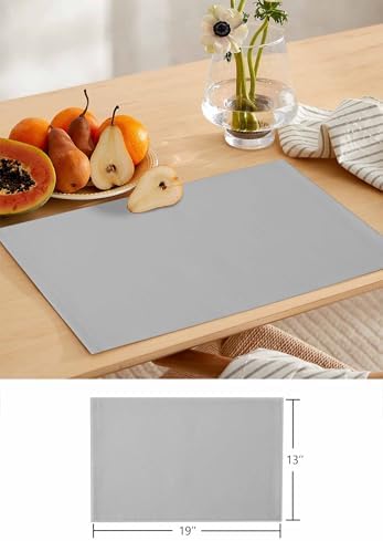 Pure Colors Grey Pattern Placemats Set of 6 Washable Table Mats for