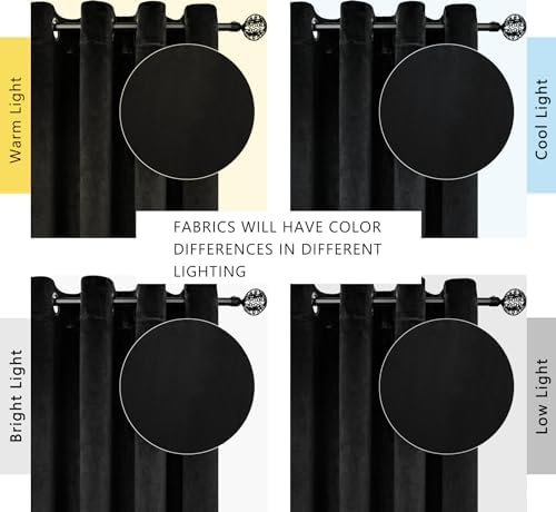 SMILETIME Black Velvet Curtains 52"x120" Grommet 2 Panels