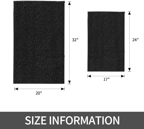 Chenille Bathroom Rugs Sets 2 Piece,Soft Shaggy Bath Rugs,Non-Slip