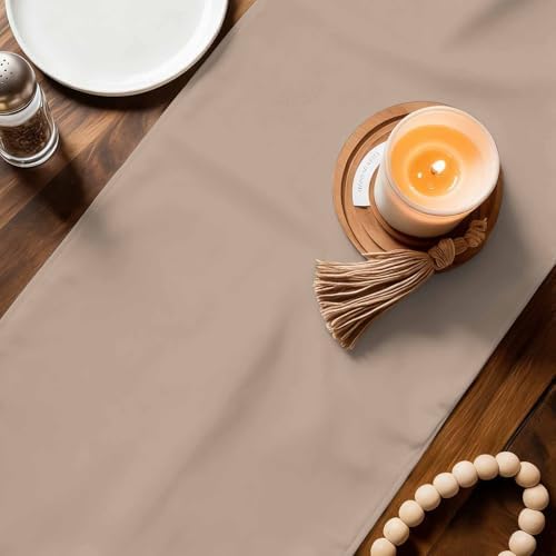 Beige Solid Color Table Runner, Washable Cotton Linen Table Runners