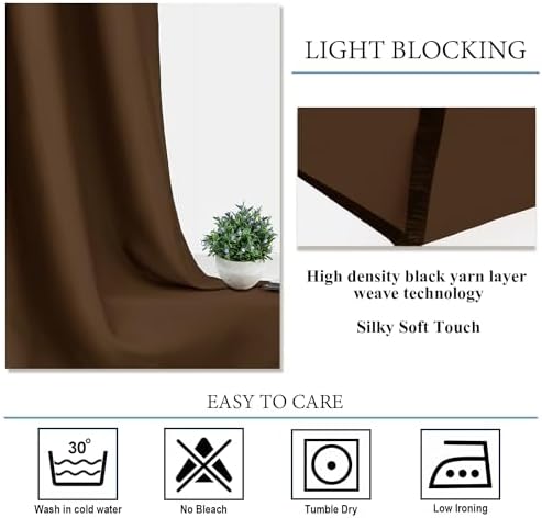 Diraysid Chocolate Brown Blackout Curtains for Bedroom and Living Room