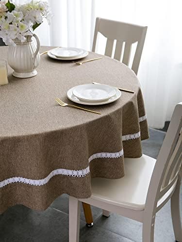 EHouseHome Heavy Duty Fabric Tablecloth with White