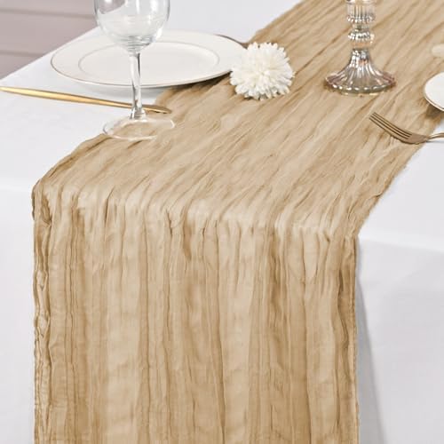 12 Pack Beige Table Runner 10Ft Cheesecloth Table Runner Rustic Gauze