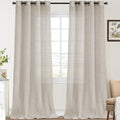 FantasDecor Linen Sheer Curtains 108 inch Length 2 Panels Set Light