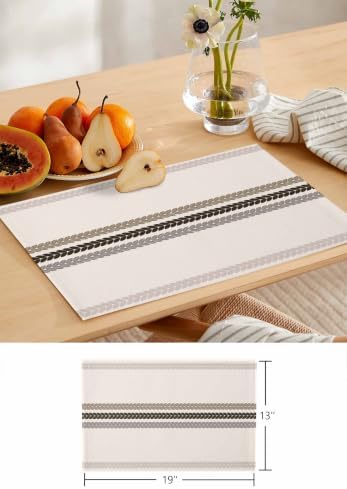 Rustic Farmhouse Table Mats Set of 6 with Table Runner 90 Inches