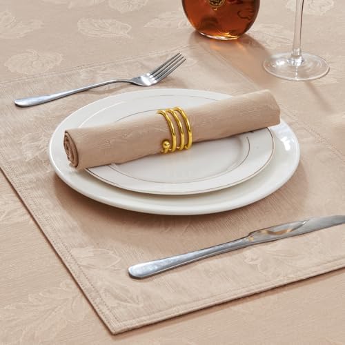 Taupe Jacquard 52x70 Rectangular Thanksgiving Christmas Tablecloth