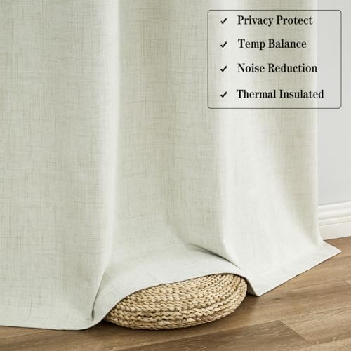 Urban Lotus Beige Linen Textured Full Blackout Curtain Panels