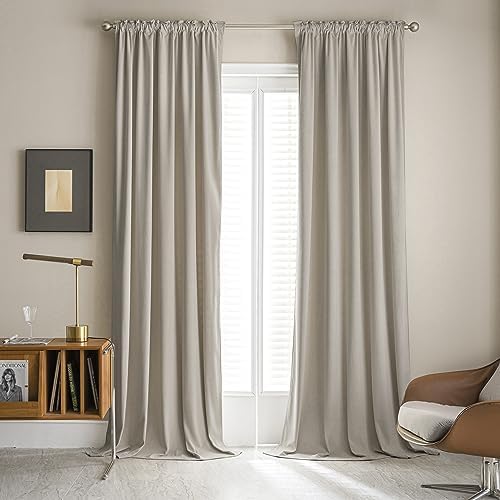 MUMFAS 102 Inch Back Tab Velvet Curtains for Living Room Dining Room 2