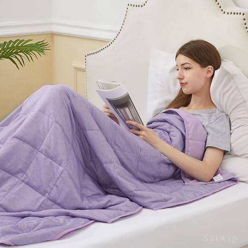 Satwip Purple Weighted Blanket 10 lb, Cooling Weighted Blanket for Hot