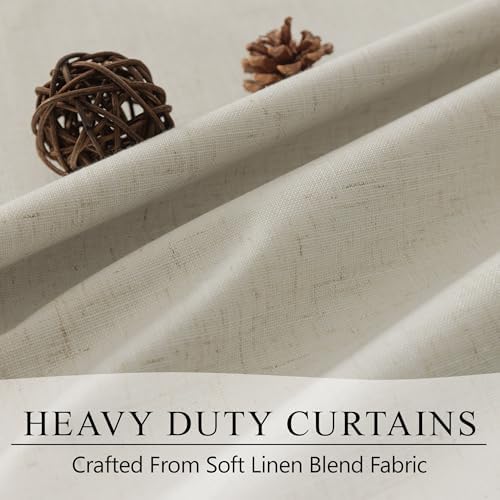 DANCURTON Flax Linen Curtains for Living Room 2 Panels Set 104 Inches
