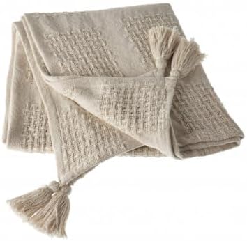 HomeRoots 516505 0.2 x 50 x 60 in. Cream Cotton Woven Solid Color