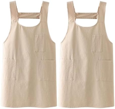 2 Pack Aprons for Women with Pockets Cute Cotton Aprons for Kitchen