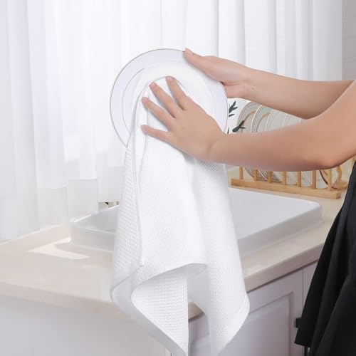 100% Cotton Waffle Weave Kitchen Dish Cloths, 4-Pack Ultra Soft