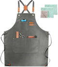 ZOMAO Chef Apron, Apron for Men Women with Adjustable Straps Cotton