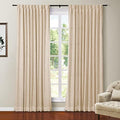 TWOPAGES Faux Linen Sand Beige Curtain 96 Inches Length Thermal