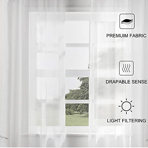 ChadMade Tab Top Sheer Curtain 96 Inch Length Natural Linen Drape for