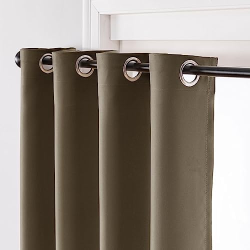 Beydodo 72 inch Curtains Blackout Brown, Light Darkening Curtains for