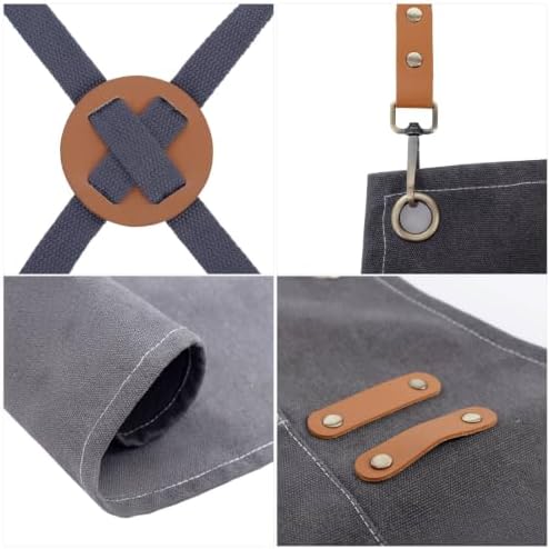 Canvas Tool Apron, Heavy Duty Multi-Pocket, Crossback Adjustable