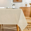 Natural Linen Rectangle Tablecloth, 2 Pack Slubby Textured Fall