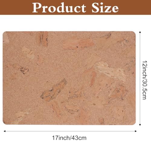 4 Pcs Cork Placemats 17 x 12 Inch, Natural Wood Grain Heat Resistant