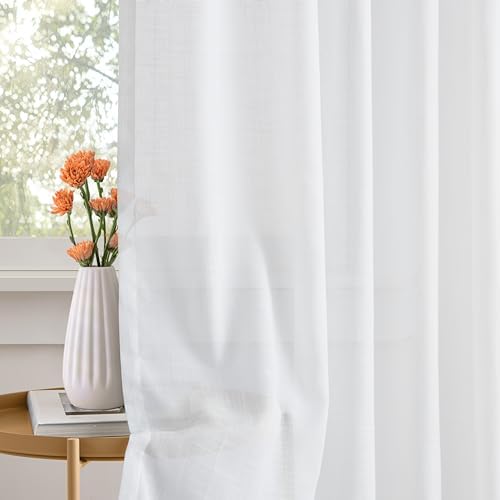 WEST LAKE 95Inches Length White Pinch Pleated Sheer Curtains for
