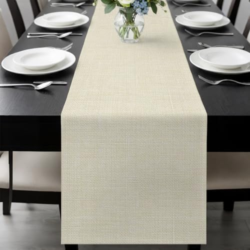 Beige Table Runner 72 Inch Long Dresser Scarves Cotton Linen