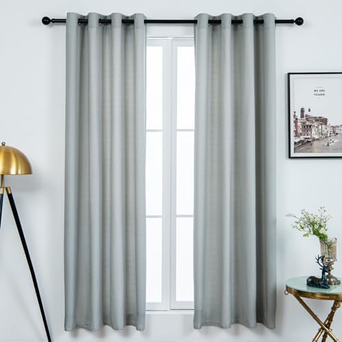 Linen Blended Rustic Curtains 84 inch Length 2 Panels for Living Room