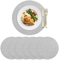 Minimalist Cool Gray Faux Leather Placemats Set of 6, 15in, Waterproof