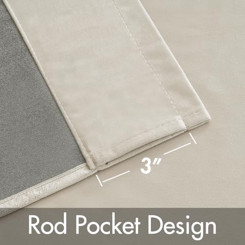 MIULEE Beige Velvet Blackout Curtains 108 Inch Long 2 Panels, W40 x