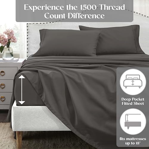 SUPERIOR 1400-1500 Thread Count Cotton Rich Sheet Set, Heavy Daily