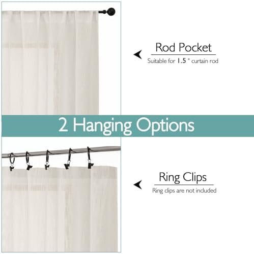 Chyhomenyc Extra Long Ivory Semi Sheer Curtains 108 Inches Long 2