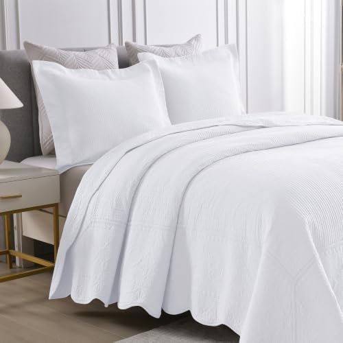 MarCielo 3-Piece 100% Cotton Oversized Bedspread Lightweight Quilt
