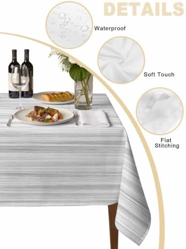 Modern Light Gray Lines Rectangle Tablecloth 60 x 120 Inches Vintage