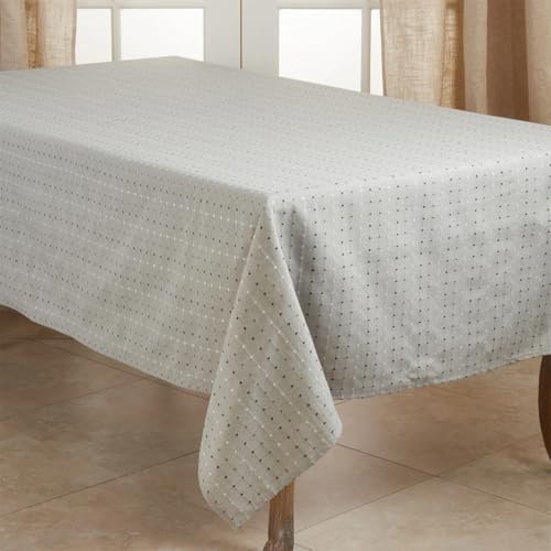 Fennco Styles Modern Stitched Line Tablecloth 70" W x 70" L - Grey