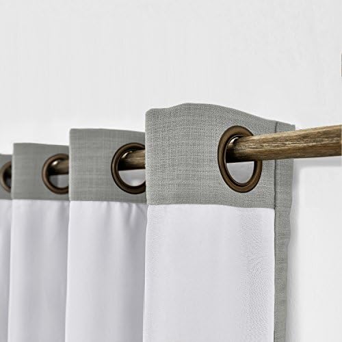 TWOPAGES Liz Linen Grommet Room Darkening Curtains,Rock Grey,52Wx63L